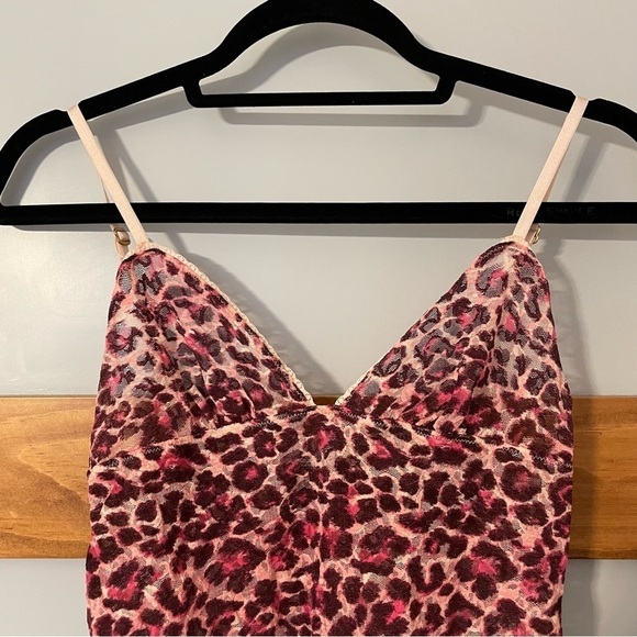 Victoria’s Secret Y2K Pink Cheetah Lace Sheer Slip Lingerie - Picture 2 of 8